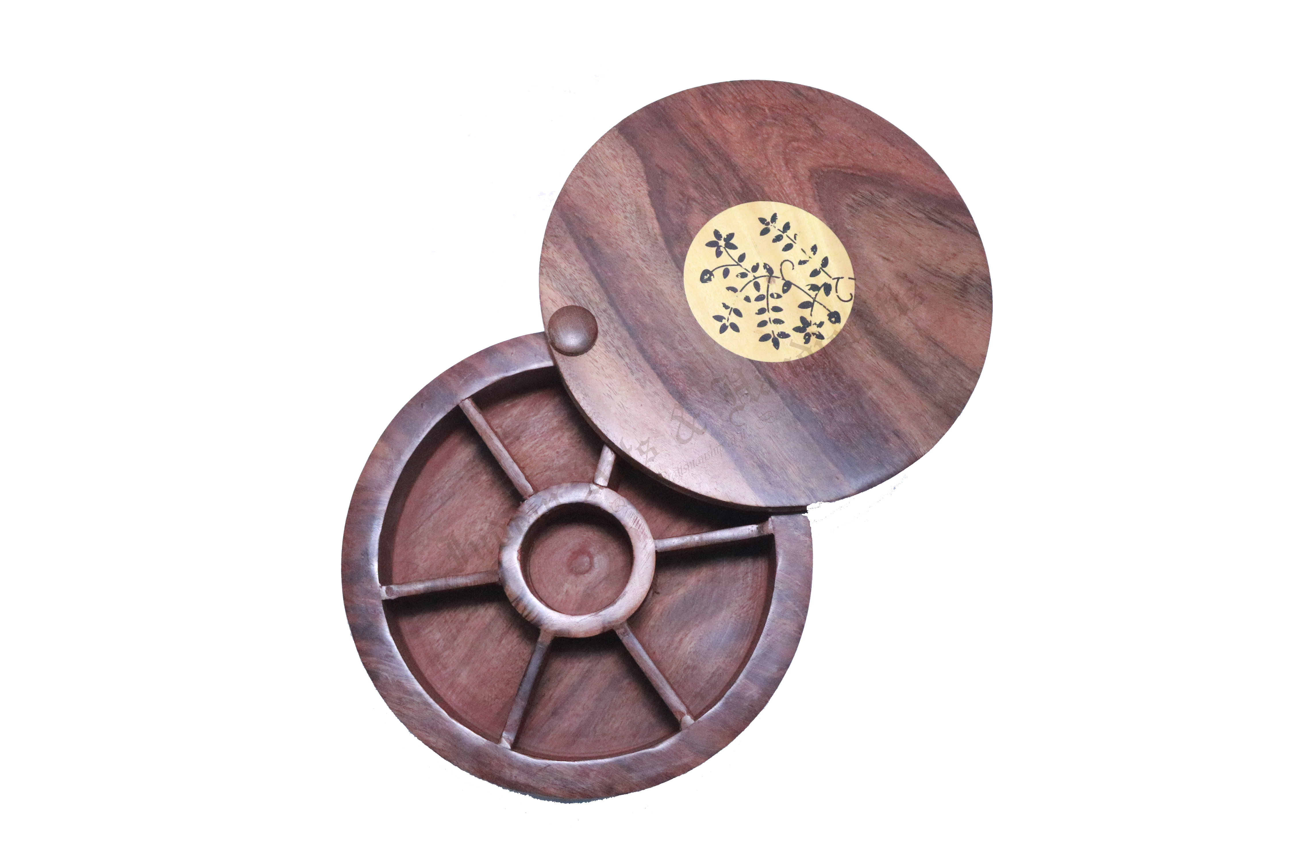 Round Wooden Spice Box