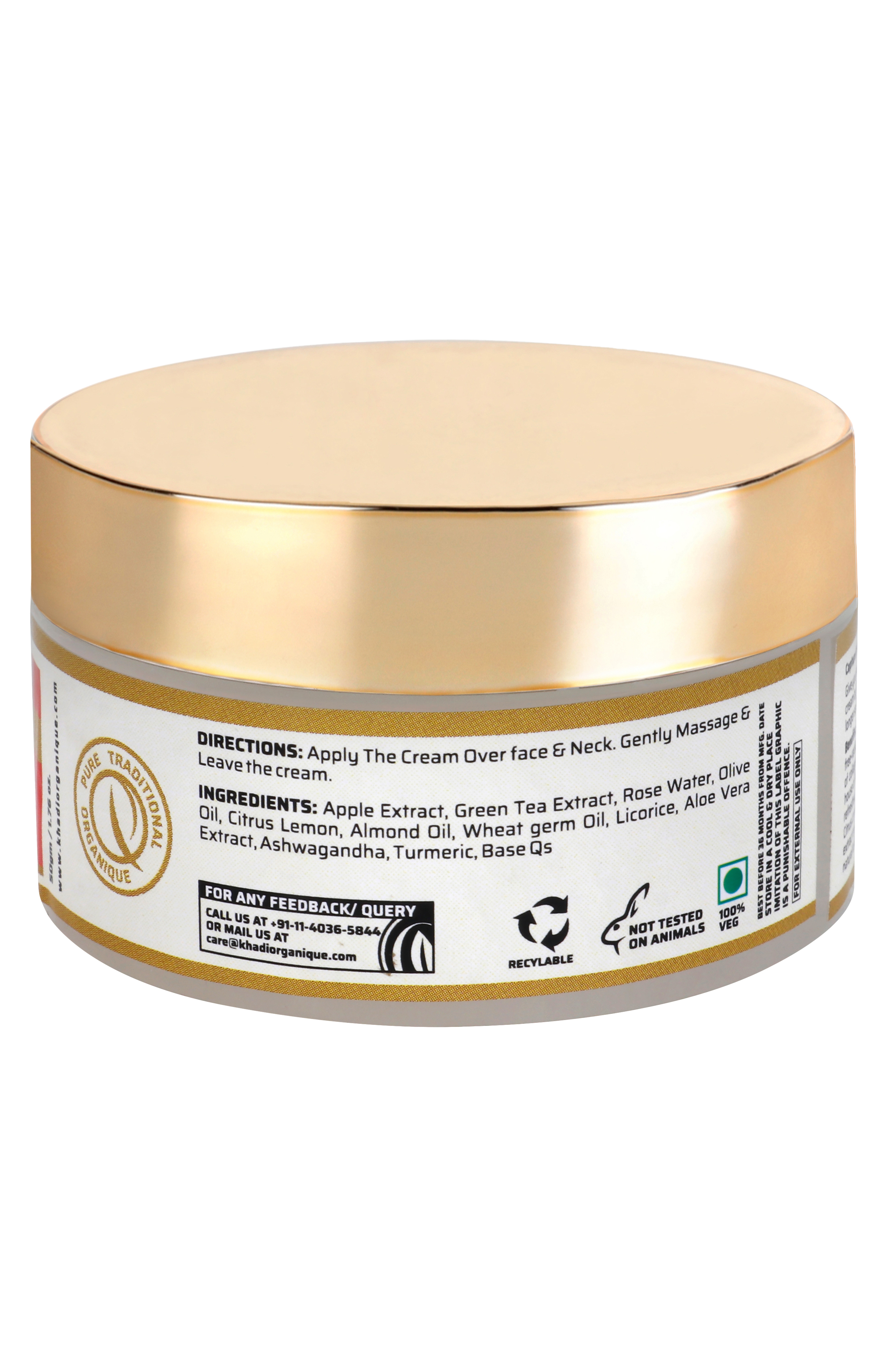 Khadi Organique Night Cream - 50 Gm | Nourishing Formula With Apple Extract, Green Tea, And Essential Oils For All Skin Types, Reduces Signs Of Aging, Boosts Hydration And Radiance