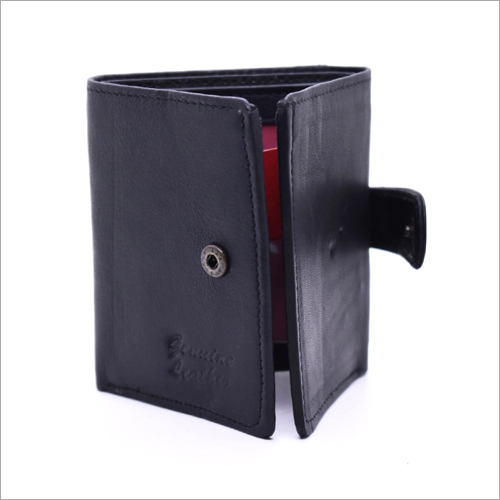 Mens Black Wallet - Leather, Customize Size, Modern Style | Button Closure, Folded Design, Elegant Black Color