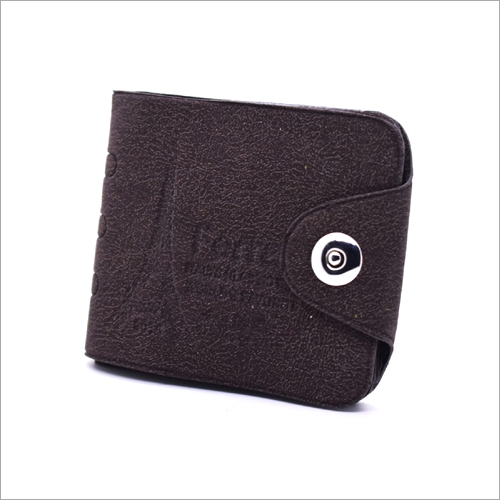 Mens Leather Wallet - Standard Size, Modern Style, Black Color, Button Closure