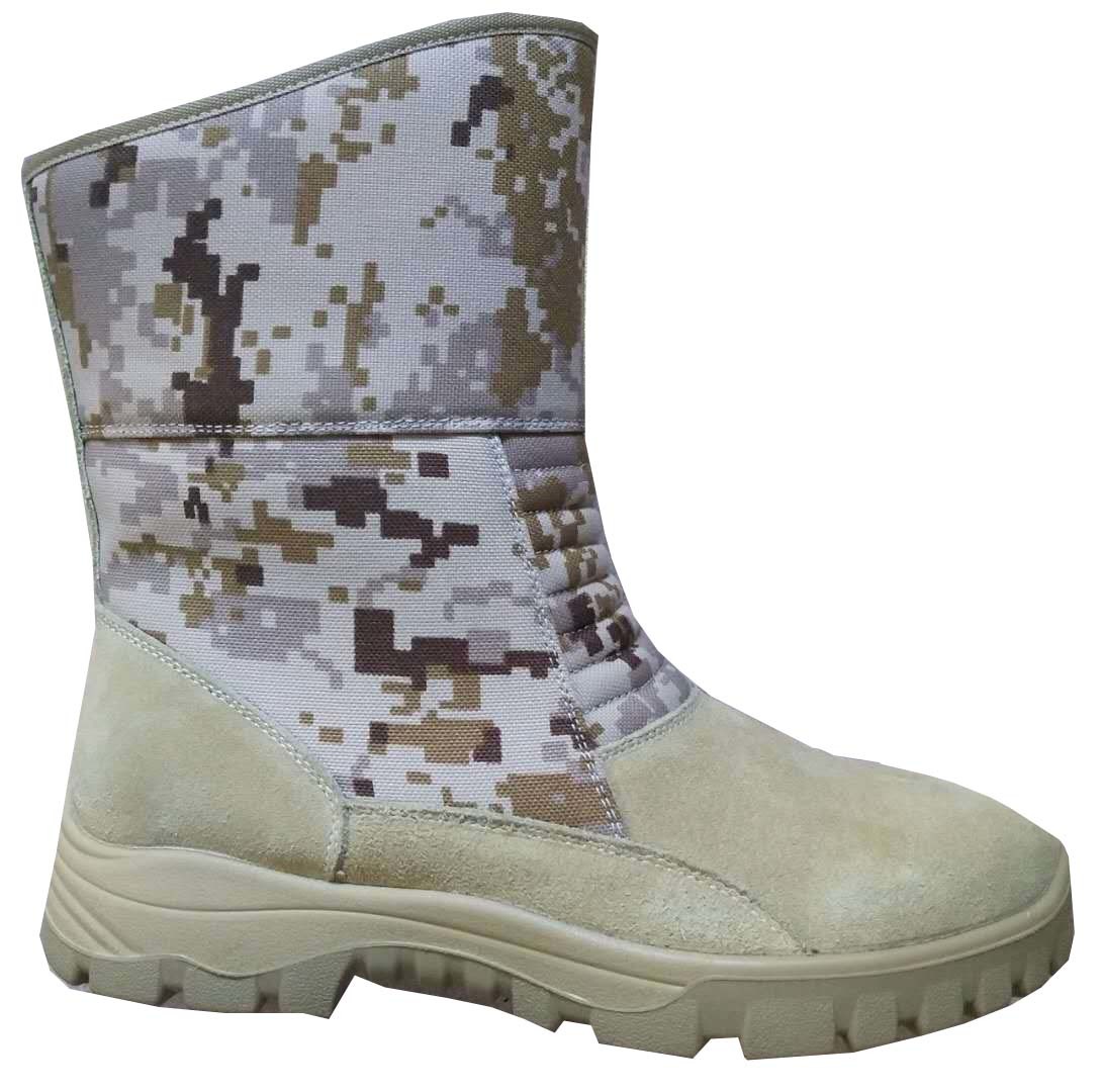 Full Grain Leather Army Camouflage Pu Rubber Dual Density Desert Boots
