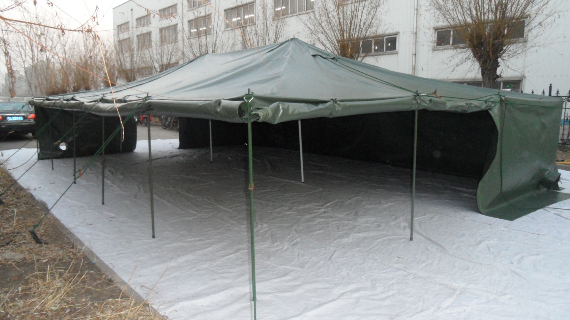 Kuwait Army Used Pvc Commander Tent - 100% Waterproof, Fire-proof Pvc Fabric, 6x12 Meters, Military Olive Green | Durable, Portable Shelter For Emergency Response And Military Use