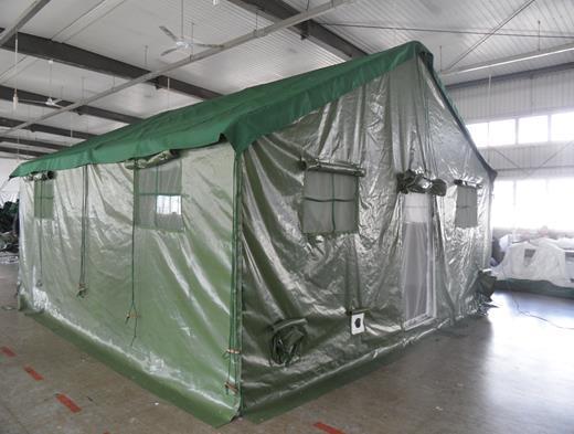 Green Nepal Army Frame Structure Pvc Refugee Tent