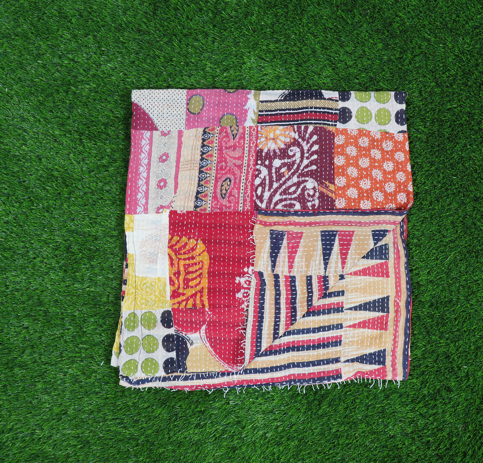 Vintage Patchwork Cotton Kantha Scarfs - 18x72 & 30x80 Inch | Multicolor, Ethnic Dress Type, Handmade, Medium Length, Lightweight At 2.250 Grams