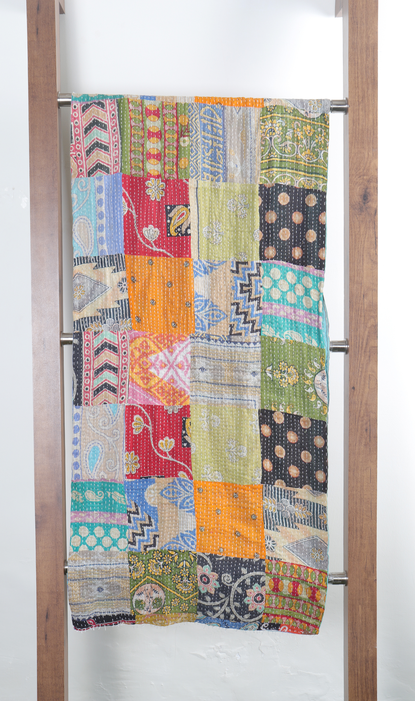 Vintage Patchwork Cotton Kantha Scarfs - 18x72 & 30x80 Inch | Multicolor, Ethnic Dress Type, Handmade, Medium Length, Lightweight At 2.250 Grams