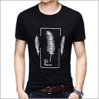 Men Round Neck T-Shirt - Cotton Fabric, Sizes S-XL | Short Sleeves, Black Color, Printed Design for All Ages