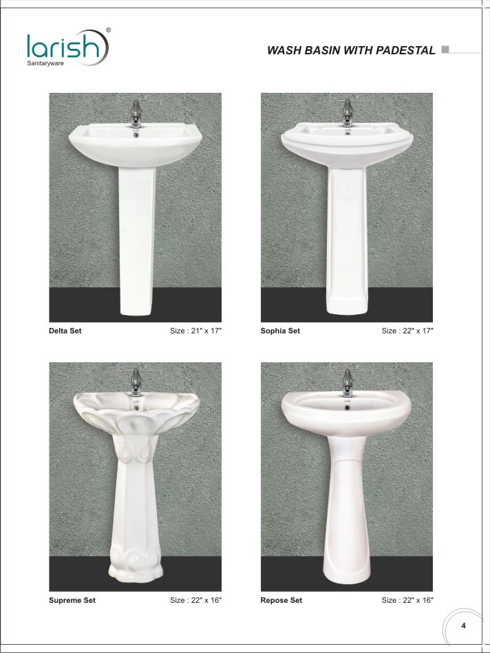 Pedestal Wash - Ceramic, Two Piece Design | Floor Mounted, Polished Finish, Any Color, 25 Kg Weight