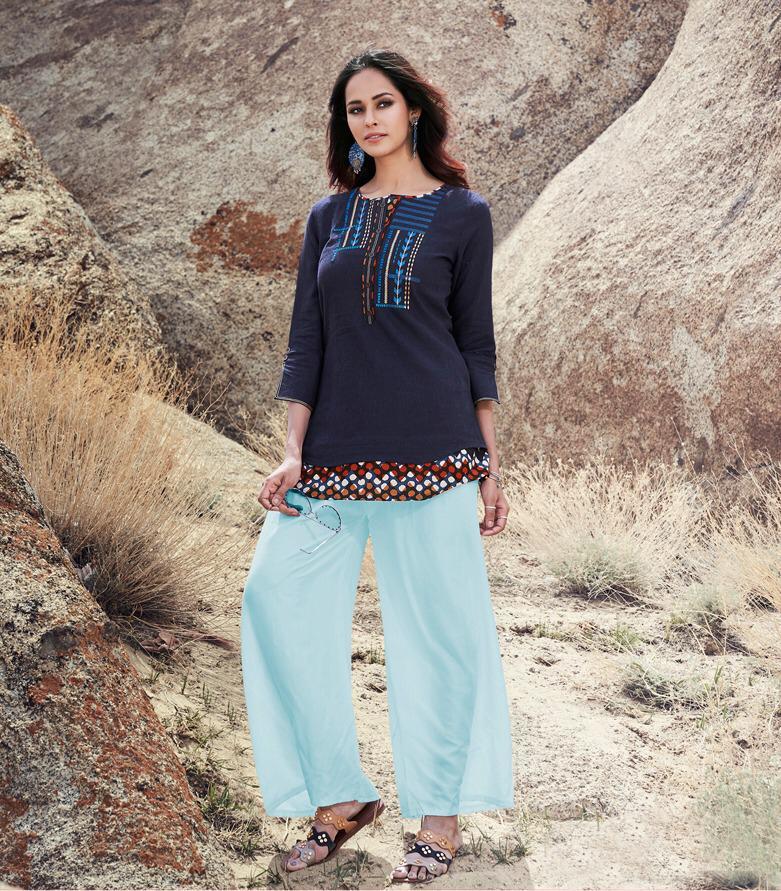 Ladies Top - Rayon Flex With Embroidery Work, Sizes S-3xl, Short Sleeves, All-season Wear, Quick Dry, Washable, Value-added Print