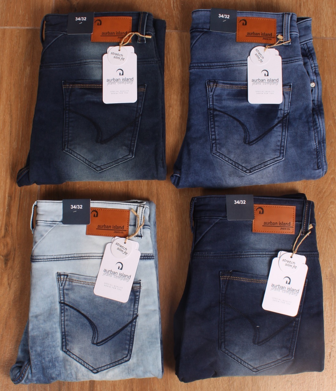 Dark Blue Peach Dobby Regular Crushed Jeans