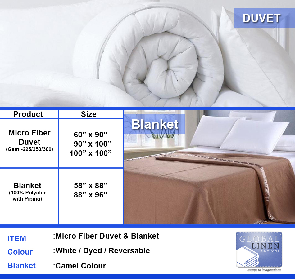 Duvet Bedding Sets - Color: As Per Customer Requirement