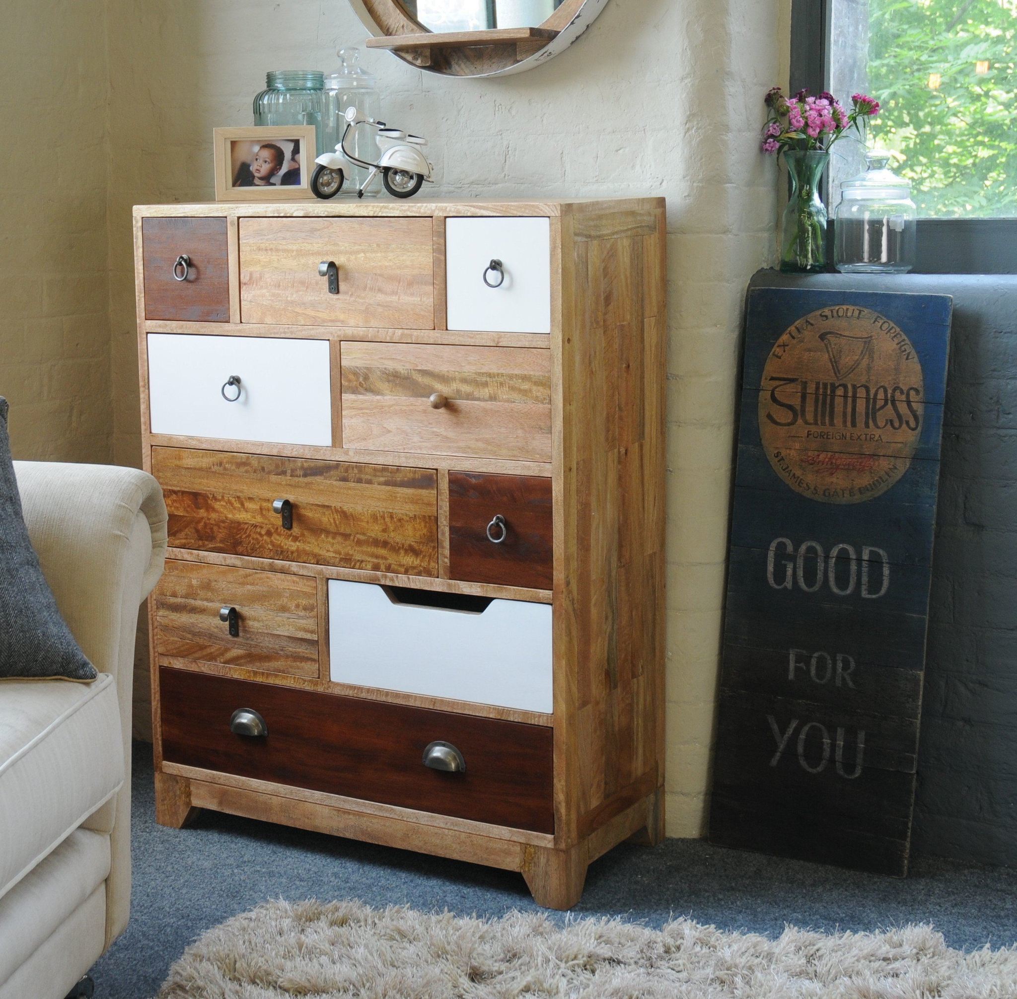 Handmade Side Board With Walnut Finish On Drawer
