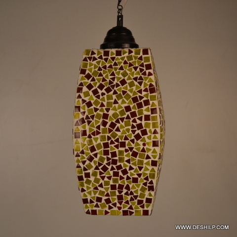 Dholak Shape Mosaic Wall Hanging - Glass Material, 36x17 Cm Dimensions, Multicolor Finish | Modern Art Design, Handmade Craftsmanship, Rooftop Installation