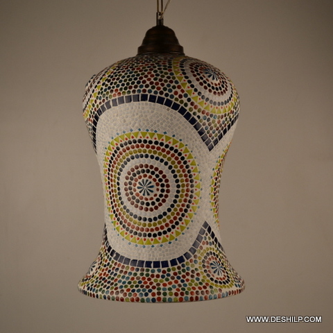 Multicolor Glass Made Mosaic Finish Wall Hanging Lamp