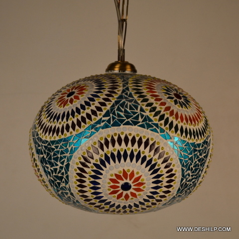 Multicolored Round Glass Mosaic Wall Hanging - Finish: Handmade