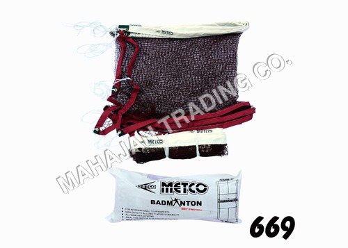 Badminton Nylon Net - Durable Nylon with Small Mesh, Brown and White PVC Coated Fabric, Brass Eyelets and Tie Cords