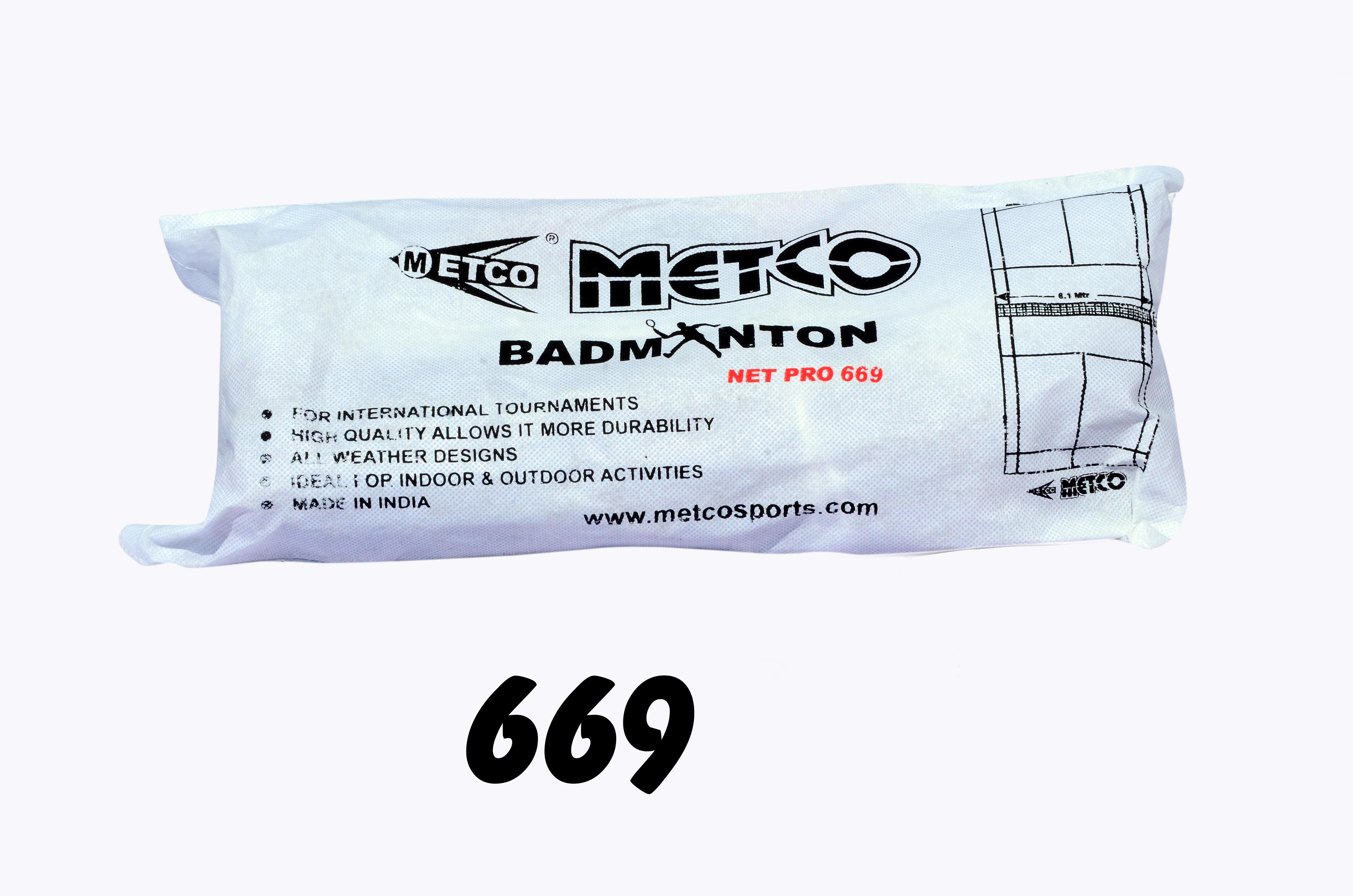 Badminton Nylon Net - Durable Nylon With Small Mesh, Brown And White Pvc Coated Fabric, Brass Eyelets And Tie Cords