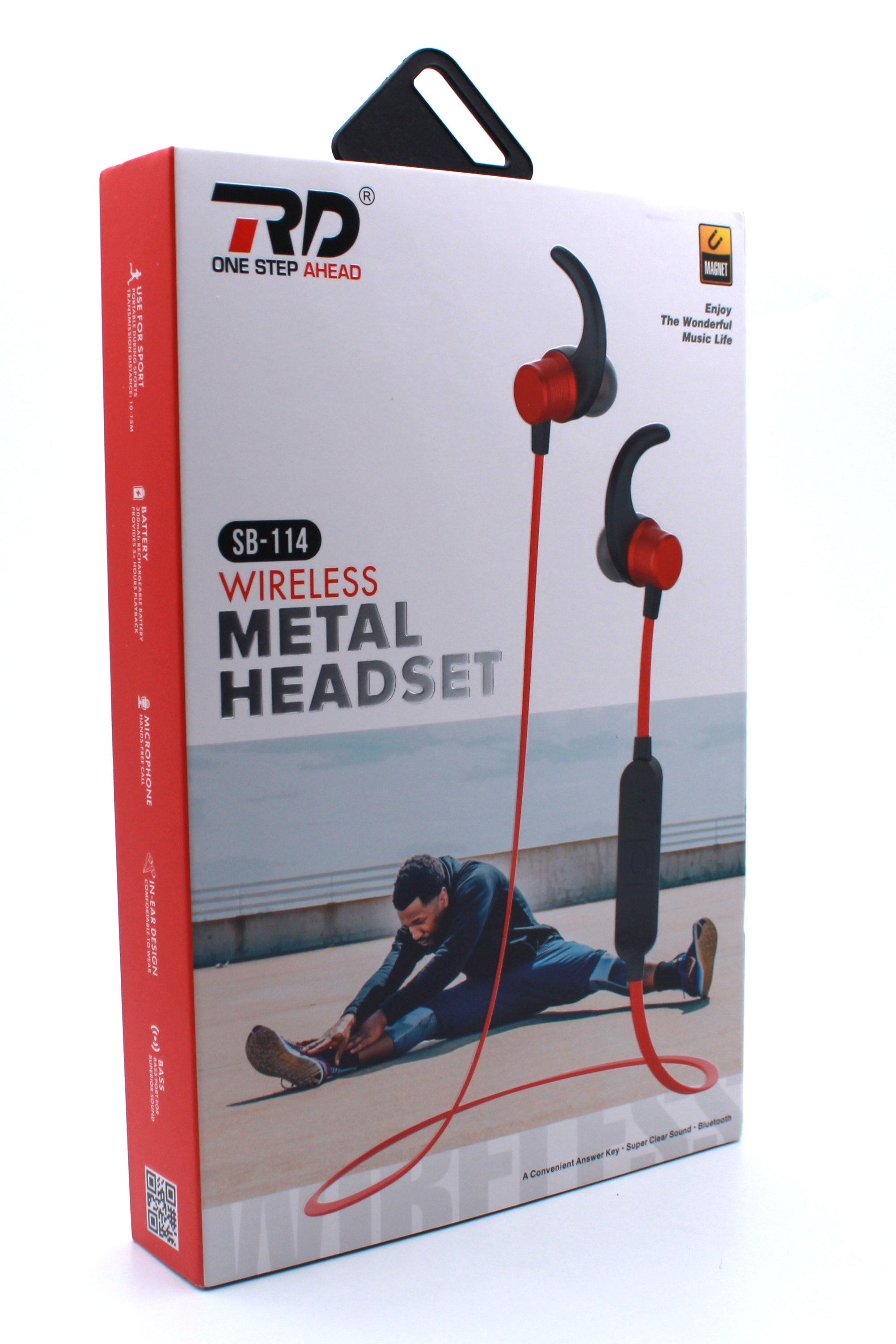 Rd Sb-114 Wireless Bluetooth Headset - Red, Bluetooth 5.0, 8-hour Battery | Wireless Audio, Ergonomic Design, Hands-free Calling