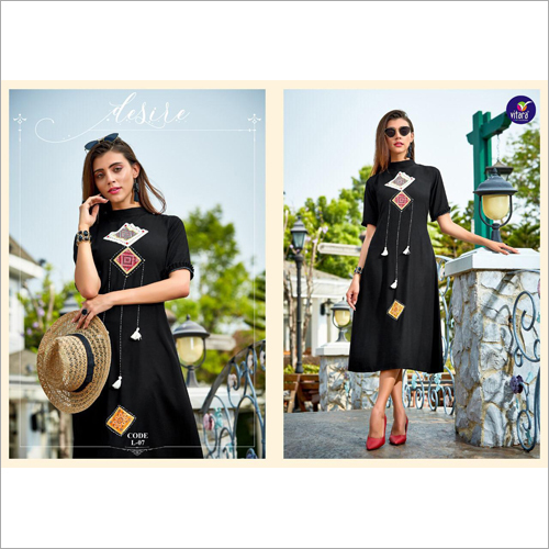 Ladies Fancy Kurti - Cotton, Available in Sizes S, M, L, XL, Multicolored | Anti-Wrinkle, Breathable, Quick Dry, Short Sleeves, Modern Style