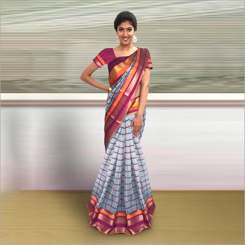 उपलब्ध है बहुरंगी महिलाओं की चेक साड़ी