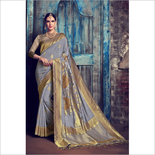 Ladies Ethnic Saree - Silk, Multi-Colored, Printed Style | Lace Closure, Bollywood Design, Perfect for Parties and Weddings