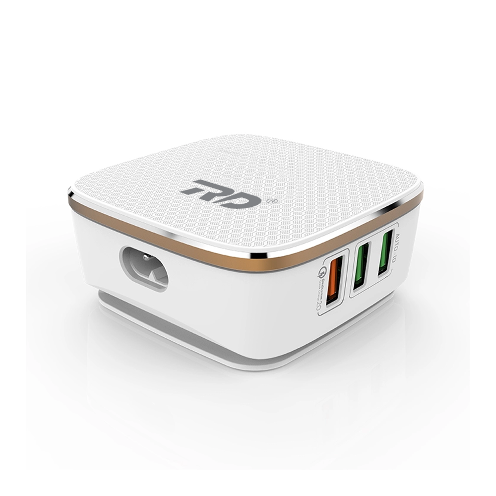 Mobile Charger - Plastic, 70x70x30 Mm, White | 60w Output, 6 Usb Ports, Fast Charging, Compact Design