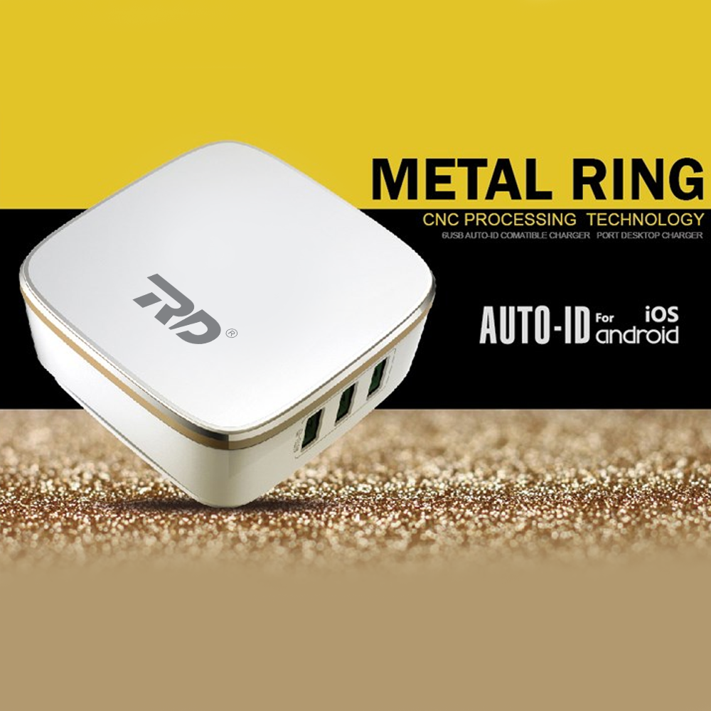 Mobile Charger - Plastic, 70x70x30 Mm, White | 60w Output, 6 Usb Ports, Fast Charging, Compact Design
