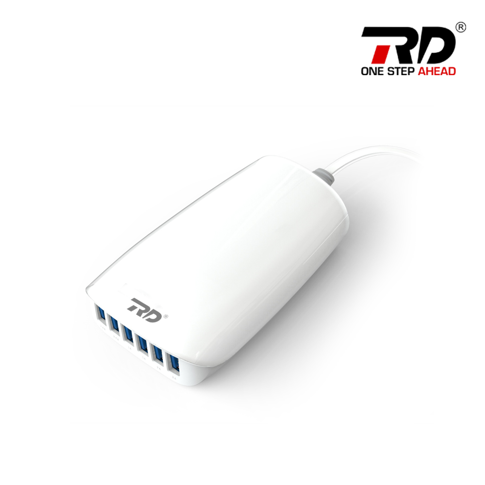 Mobile Charger - Abs Plastic 100x50x25 Mm White, 10000 Mah Capacity, Six Usb Ports, Fast Charging, Portable Power