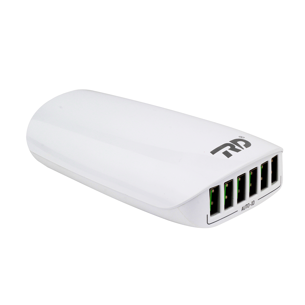 Mobile Charger - Abs Plastic 100x50x25 Mm White, 10000 Mah Capacity, Six Usb Ports, Fast Charging, Portable Power