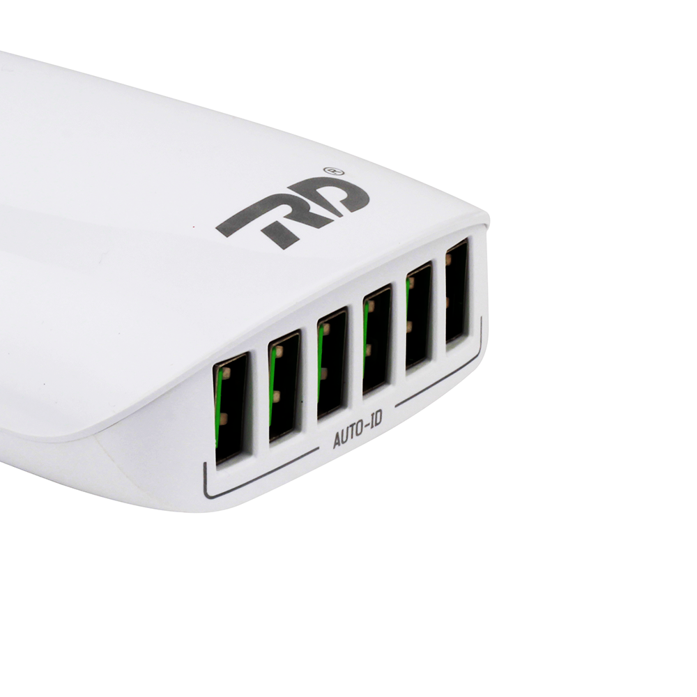 Mobile Charger - Abs Plastic 100x50x25 Mm White, 10000 Mah Capacity, Six Usb Ports, Fast Charging, Portable Power