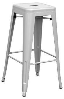 Classic Bar Stool - Powder Coated Iron, 18x16 Inches | Square Shape, 4 Legs, Versatile For Restaurants And Bars