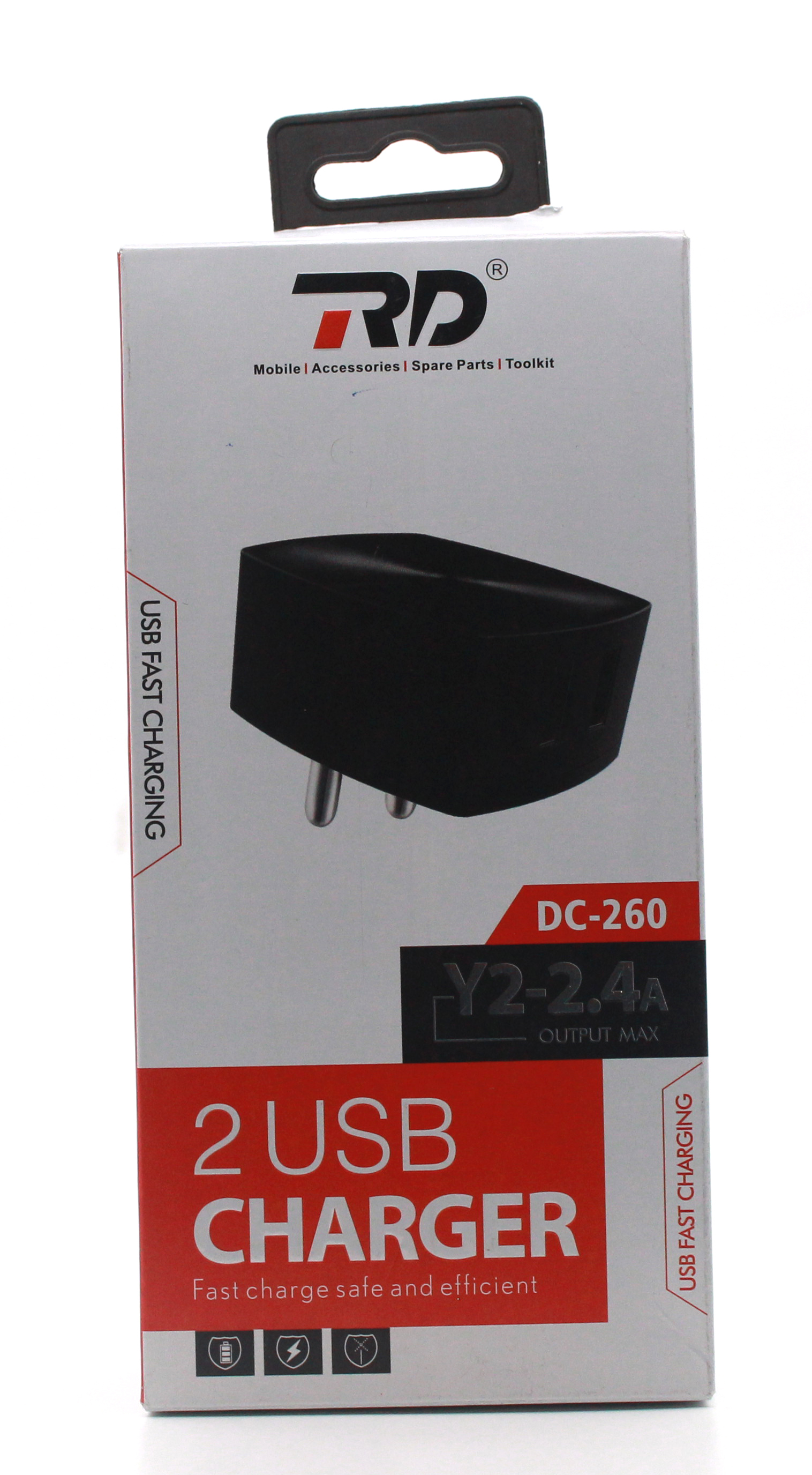 Mobile Charger - Abs Plastic, 1m, Black, 18w Output | Fast Charging, Dual Usb Ports, Compact Design, Durable Cable