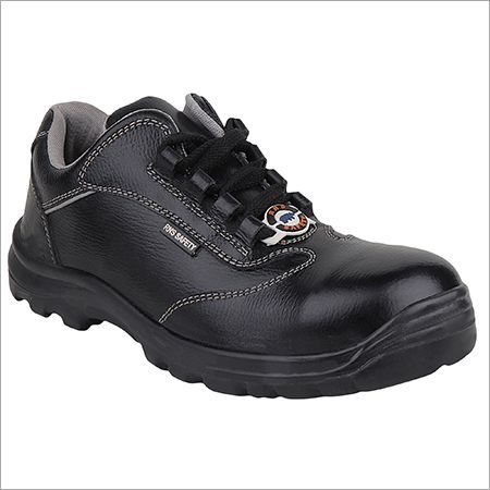 Pu Safety Shoes - Buff Bartan Leather Upper, Steel Toe, Size 39-48, Black | Ortho Comfort Pu Moulded Insole, Lace Style, 6 Months Warranty