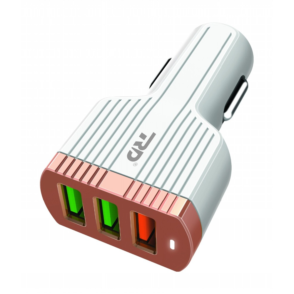 Car Charger - Abs Plastic, 60x40x30 Mm | Brown Color, 3 Usb Ports, 36w Output, 12-24v Input Voltage, Ce & Rohs Certified
