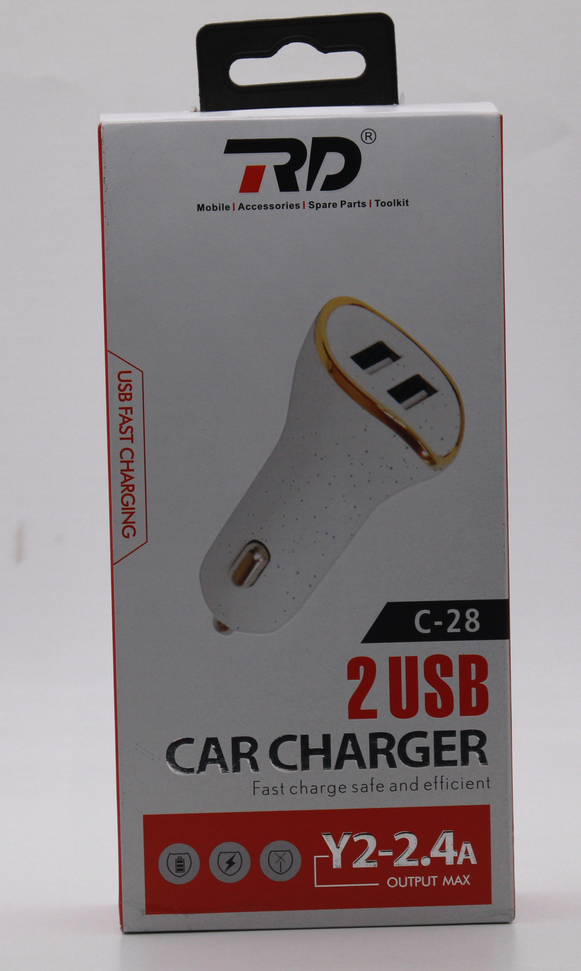 Car Charger - Abs Plastic, 50mm X 25mm X 20mm , White 5v 2.4a Output, Efficient Power Delivery