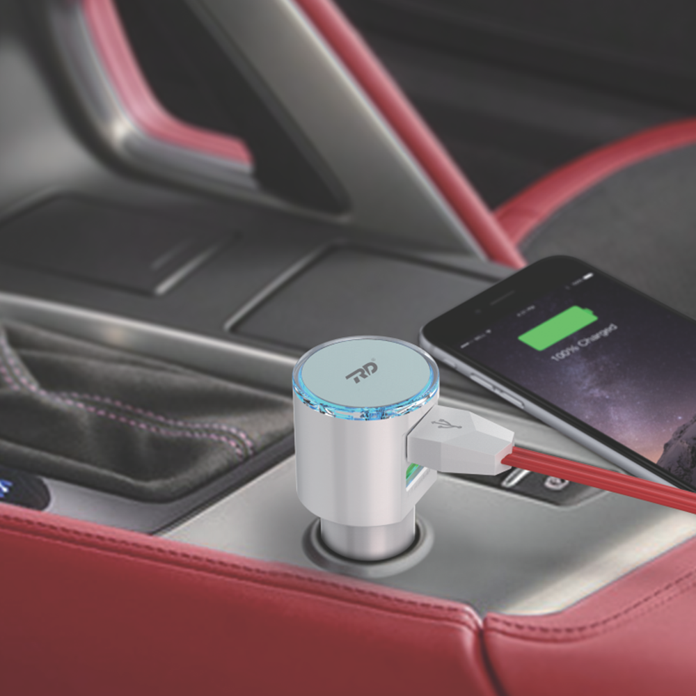 Car Charger - Abs Plastic, 50x30x30 Mm , White - Dual Usb Ports, 36w Output Power, 12-24v Input Voltage, Ce, Fcc, Rohs Certified