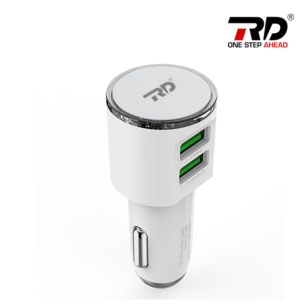 Car Charger - Abs Plastic, 50x30x30 Mm , White - Dual Usb Ports, 36w Output Power, 12-24v Input Voltage, Ce, Fcc, Rohs Certified