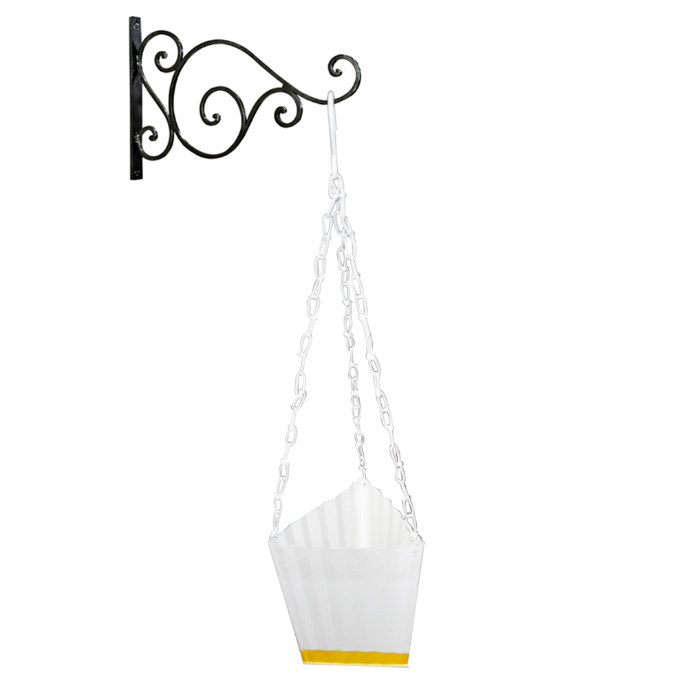 Chain Hanging Planter - Metal, Wall Bracket 1"x14"x9" & Planter 4.5"x6"x21", Multi-colors, Triangular Design For Stylish Indoor Display