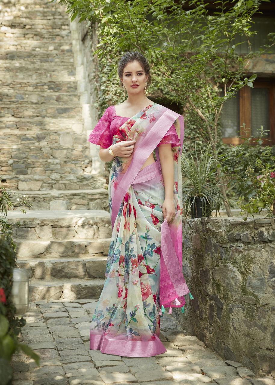 Multicolored Printed Saree