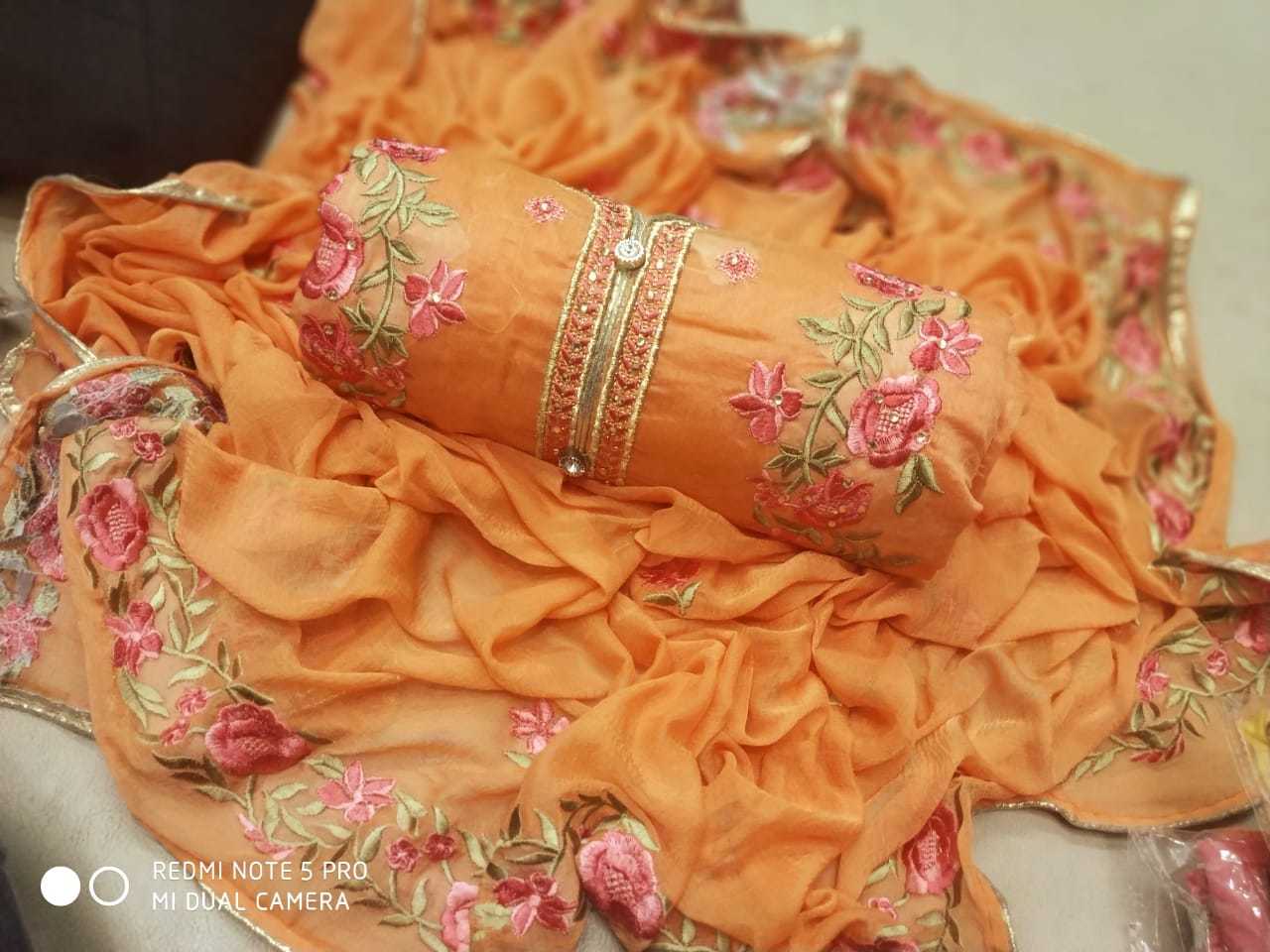 Exclusive Chanderi & Santoon Dress Material - 2.20m Top, 3.8m Bottom, 2m Embroidered Najmin Dupatta | Multicolored, Formal Style, All-season Comfort, Free Size Up To 44