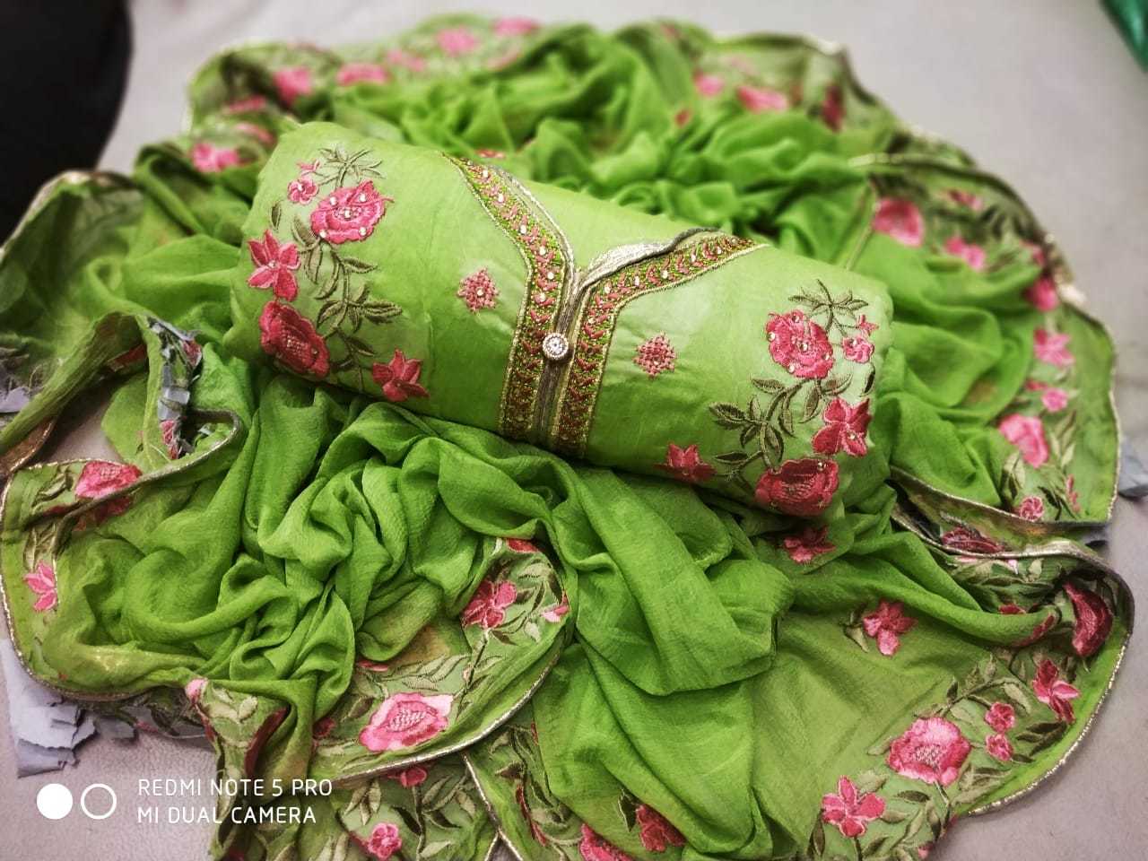 Exclusive Chanderi & Santoon Dress Material - 2.20m Top, 3.8m Bottom, 2m Embroidered Najmin Dupatta | Multicolored, Formal Style, All-season Comfort, Free Size Up To 44