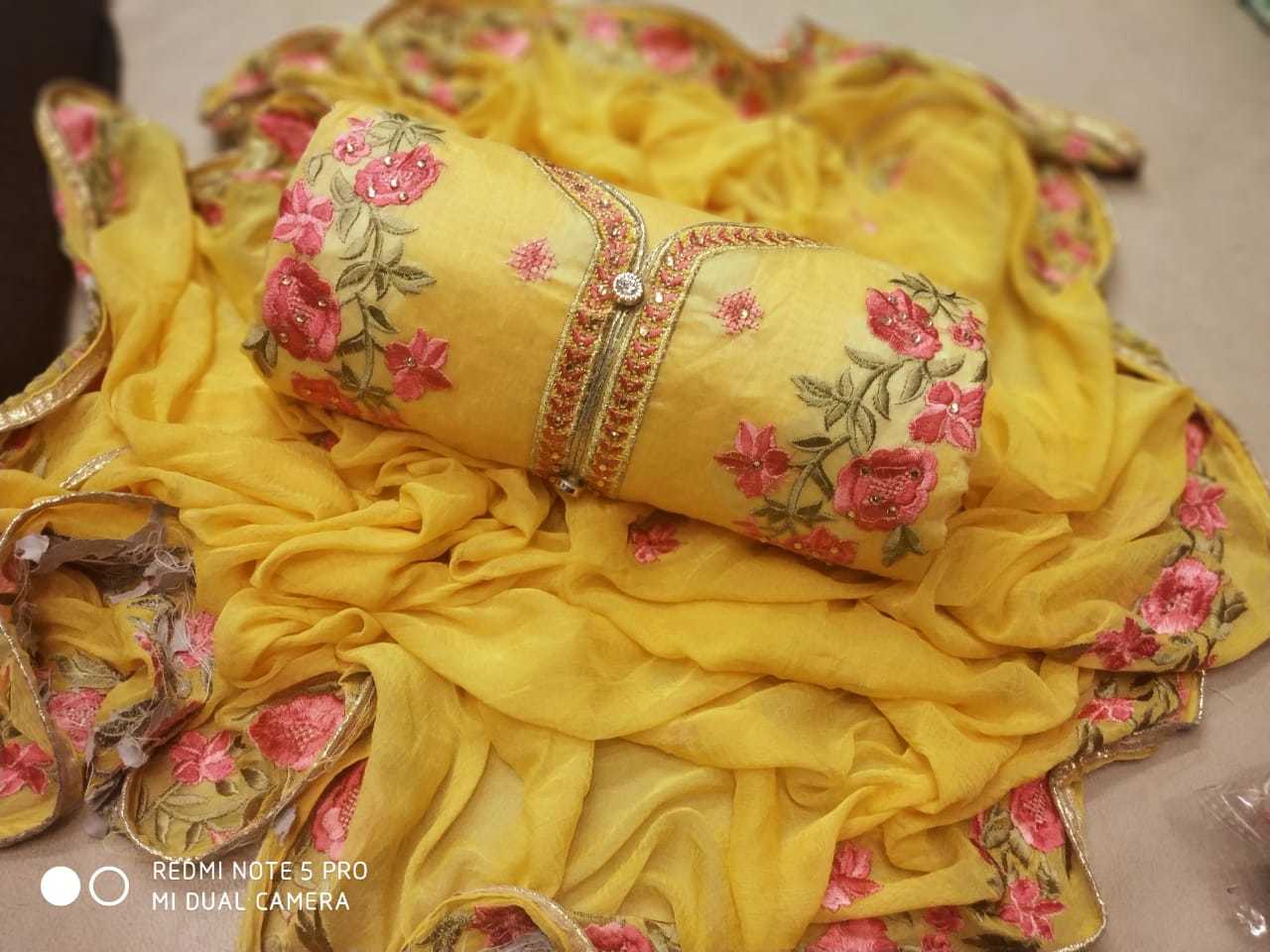 Exclusive Chanderi & Santoon Dress Material - 2.20m Top, 3.8m Bottom, 2m Embroidered Najmin Dupatta | Multicolored, Formal Style, All-season Comfort, Free Size Up To 44