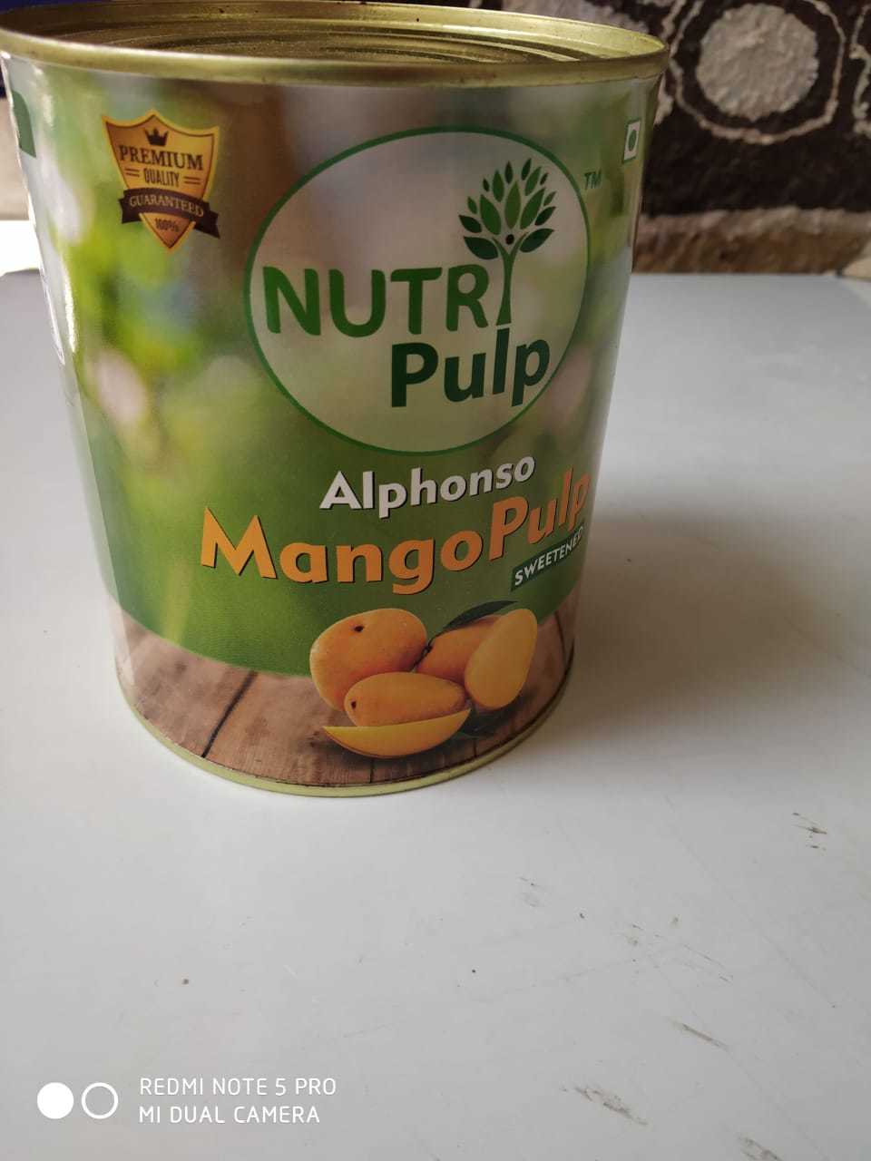 Natural Alphonso Mango Pulp - 850g Tin Can, Yellow Color, Refrigerated Storage, 24 Months Shelf Life