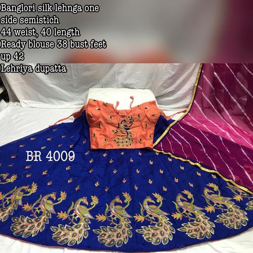 Designer Navratri Chaniya Choli - Bangalori Silk, Semi-Stitched with 42 Inch Blouse | Elegant Embroidery, Colorfast & Wrinkle Protection