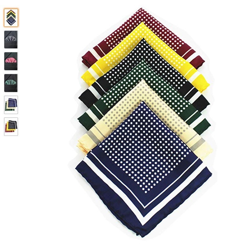 Pocket Square Hanky - 100% Silk, 20x20 Cm, Multiple Designs | Smooth Texture, Shrink Resistant, Colorfast, Jacquard Pattern, Neat Stitching