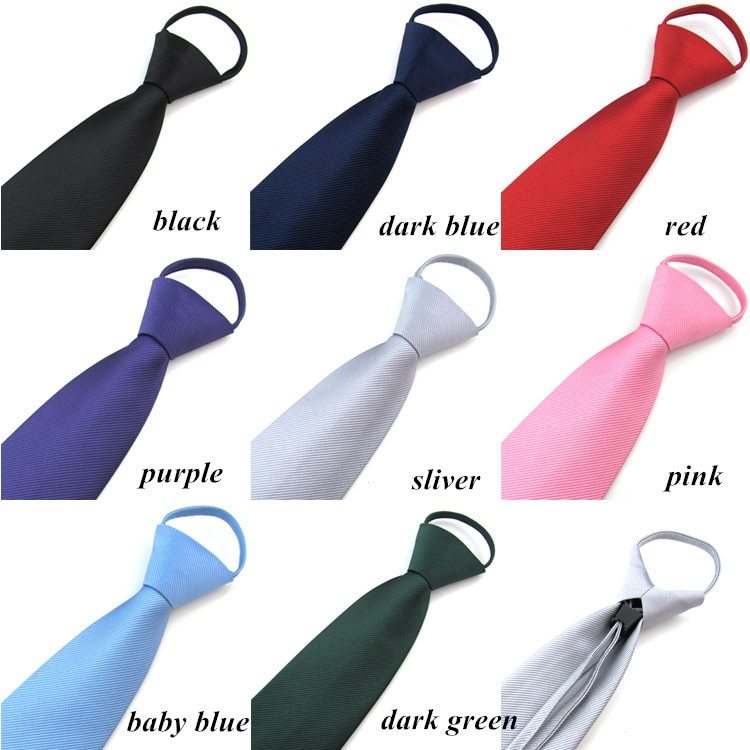 Zipper Tie - 100% Silk, 50 Cm Length, Solid Navy Blue, Shiny Finish | Ideal For Weddings, Offices, Adjustable Design, Unisex Style