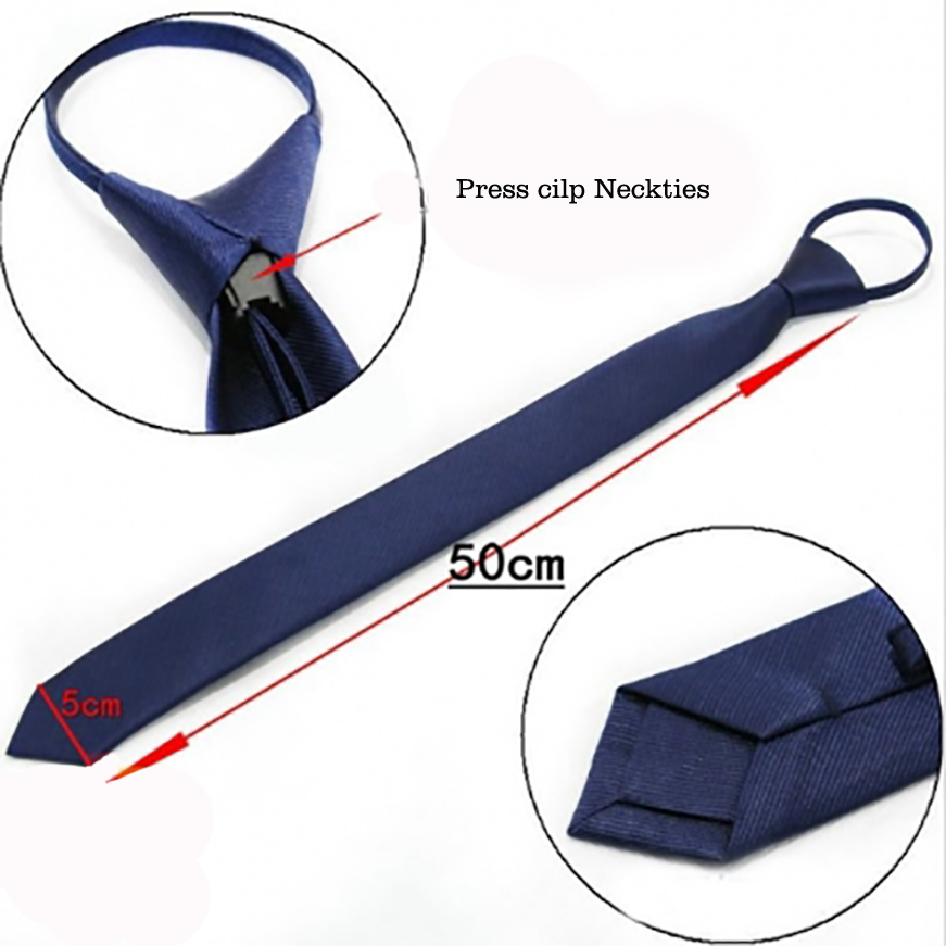 Zipper Tie - 100% Silk, 50 Cm Length, Solid Navy Blue, Shiny Finish | Ideal For Weddings, Offices, Adjustable Design, Unisex Style