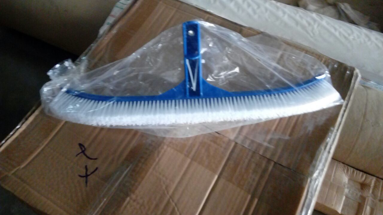 Pool Curved Brush - Nylon Bristles, 10 Inch Size, Blue And White Color | Ideal For Algae Cleaning In Pools, Ergonomic Design For Easy Handling
