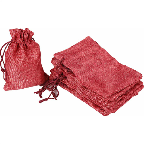 Red Jute Pouch - Customizable Size and Color | Multi-Purpose Design with Fine Finish, Ideal for Gifts and Promotions