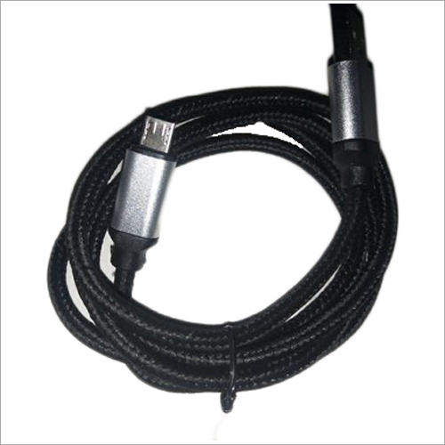Nylon Braided Data Cable - Nylon Cover, 1 Meter Length, Black Color | Water-Resistant, High Efficiency, Enhanced Charging & Data Transfer Speed