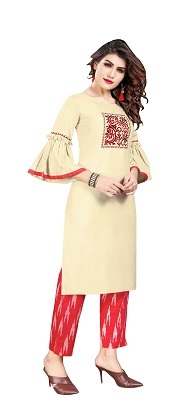 5 Colors Available Ladies Kurti Straight Fit With Bottom